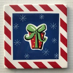 A Pair Of Christmas Present Trivets/Ceramic Tiles 6”